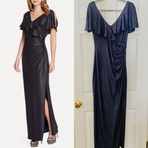 Lauren Ralph Lauren Elegant Black Blue shimmer evening dress